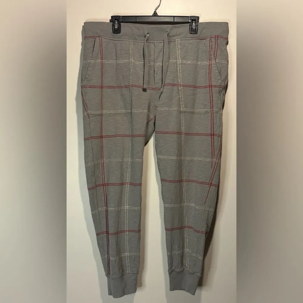 J.Crew- Knit Goods Men’s Grey Red Striped Pajama Pants Drawstring- Size XL